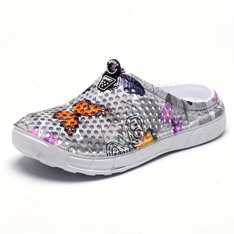 Women's Butterfly Printed Clogs Non Slip Slide Shoes Casual Outdoor Clogs