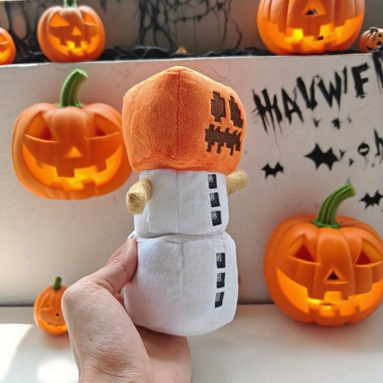 Halloween Plush Toy Block Style Pumpkin Doll for Kids