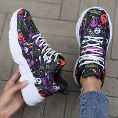 Halloween Pumpkin Print High Top Sneakers