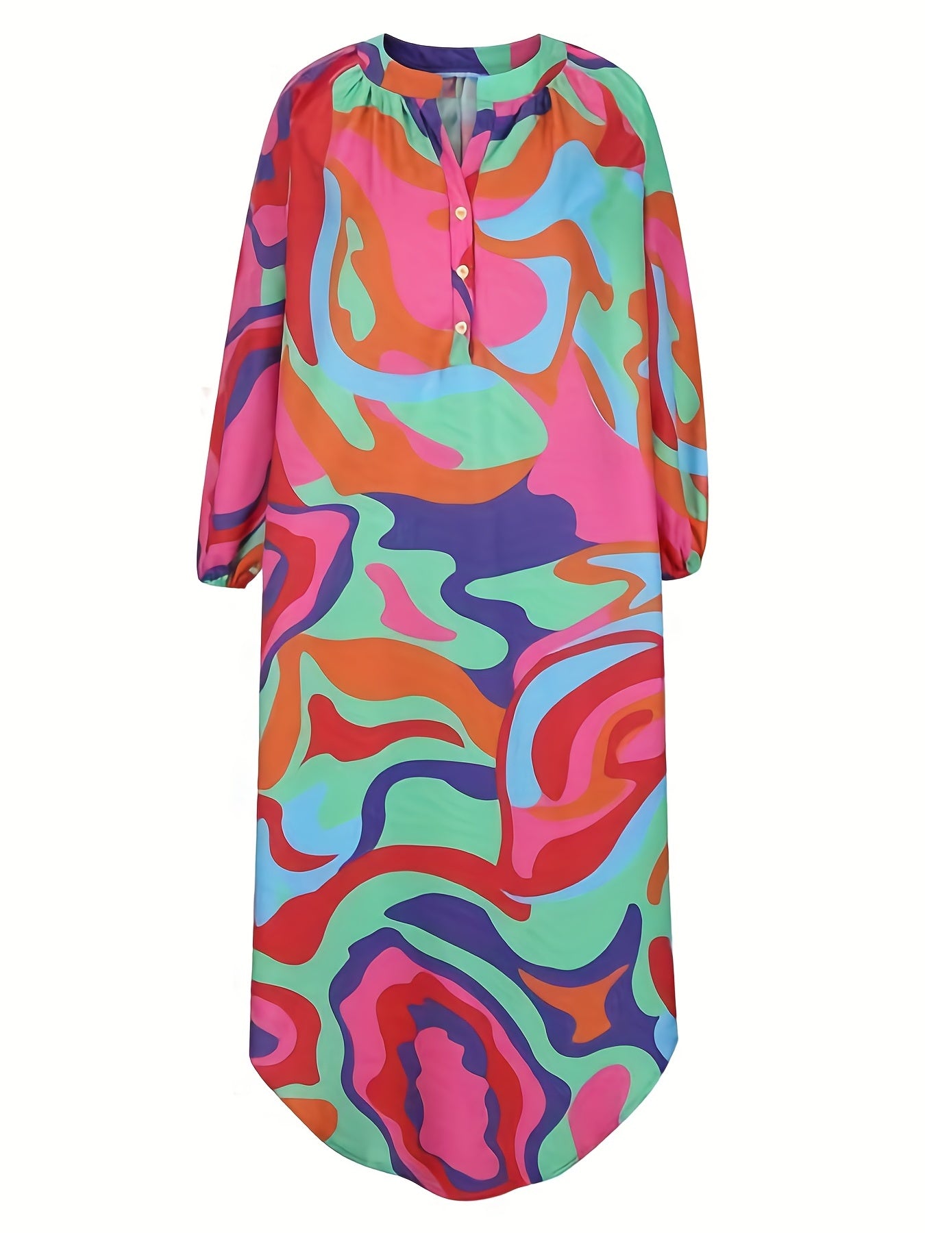  Print Button Up Maxi Dress