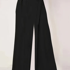  Wide Leg Trousers Solid Elastic Stretch Casual Pants