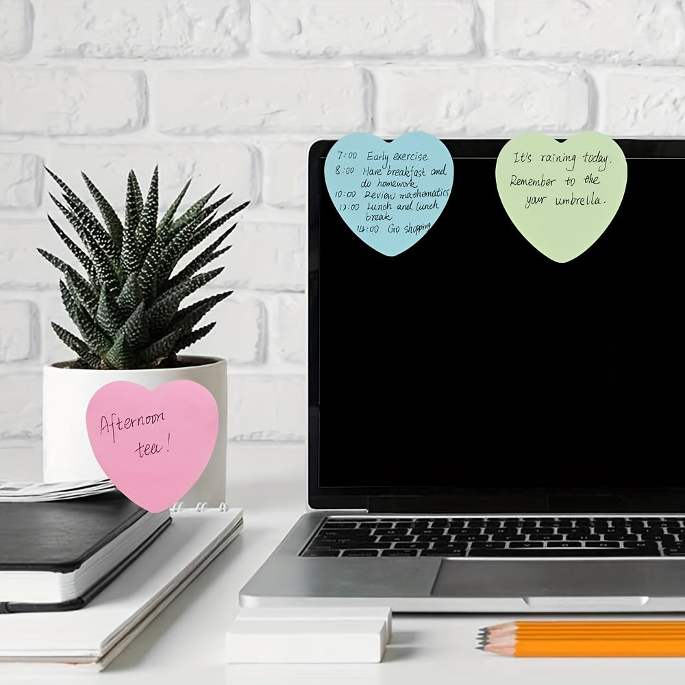 400pcs Heart Shape Sticky Notes Self-adhesive 100 Sheets