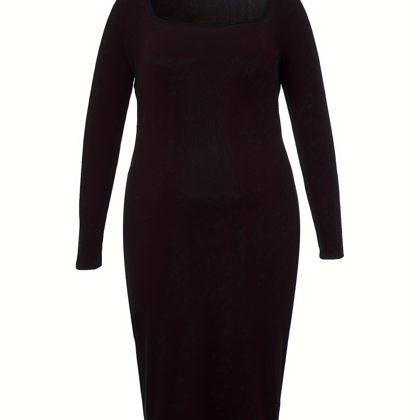  Ribbed Long Sleeve Bodycon Midi Dress