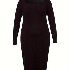  Ribbed Long Sleeve Bodycon Midi Dress