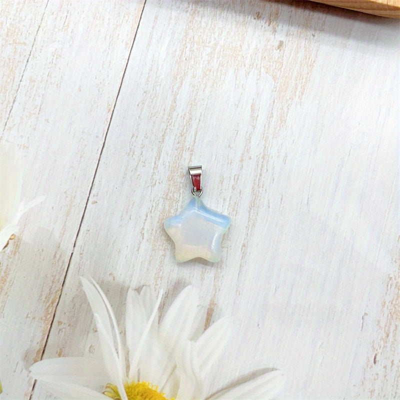 Natural Crystal Star Pendant Healing Gemstone Men