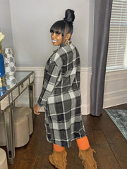 Oversized Plaid Shirt Jacket Long Sleeve Button Up Casual Shacket