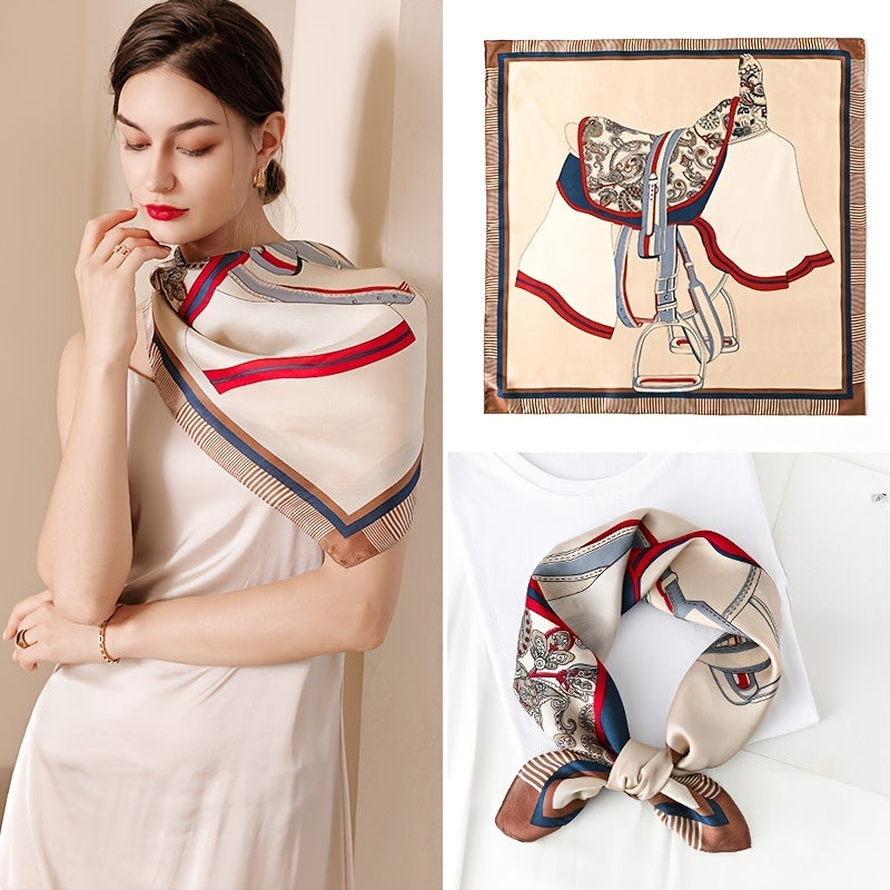 Women's Plaid Double Sided Square Silk Scarf