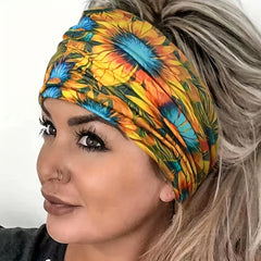Sunflower Headband Boho Hair Band Sports Sweatband Hippie Style Hair Accessories