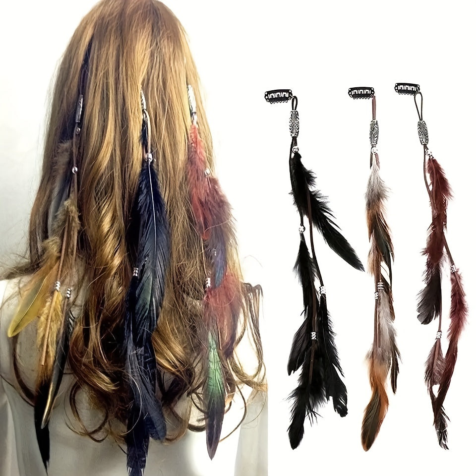 Boho Style Feather Tassel Hair Extension Hair Clip for Women