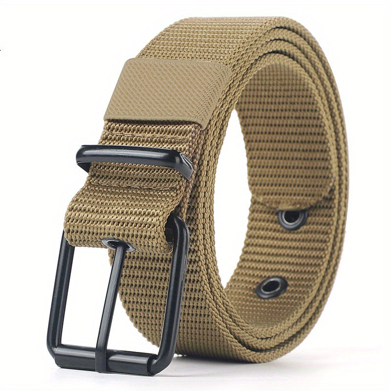 Porous Canvas Belt Men's Pin Buckle Leather Belt