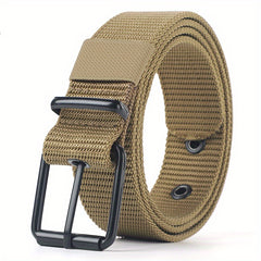 Porous Canvas Belt Men's Pin Buckle Leather Belt