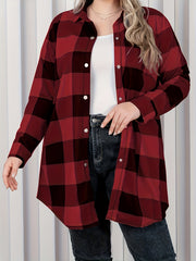  Plaid Print Long Sleeve Tunic Shirt
