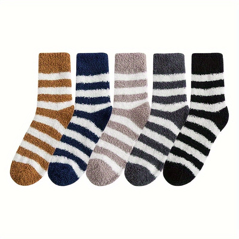 5 Pairs Fuzzy Slipper Socks Winter Cozy Warm Home Sleeping Socks