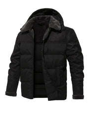 Men's Plush Hooded Jacket Thermal Warm Coat
