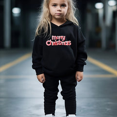 Girls 2pc Alphabet Pattern Hooded Sweatshirt & Sweatpants Set