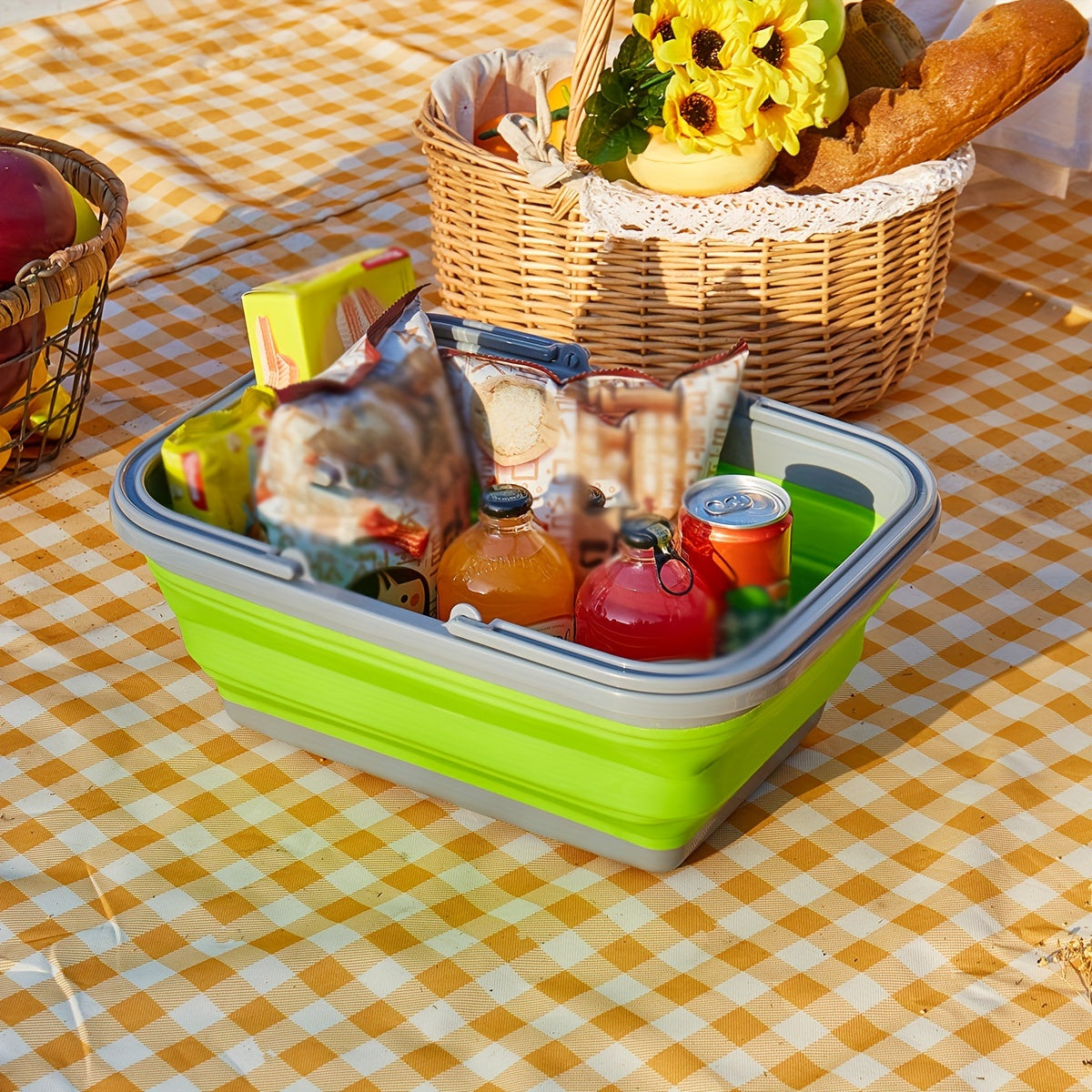 Plastic Foldable Storage Basket Portable Shopping Basket 8L