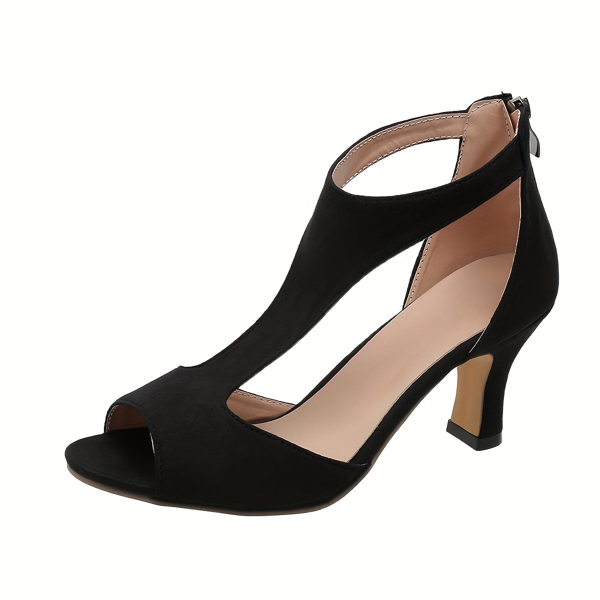 T-Strap Kitten Heeled Sandals for Summer Dance & Formal Occasions