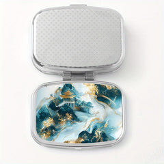 Vintage Marble Print Square Pill Organizer with 2 Compartments