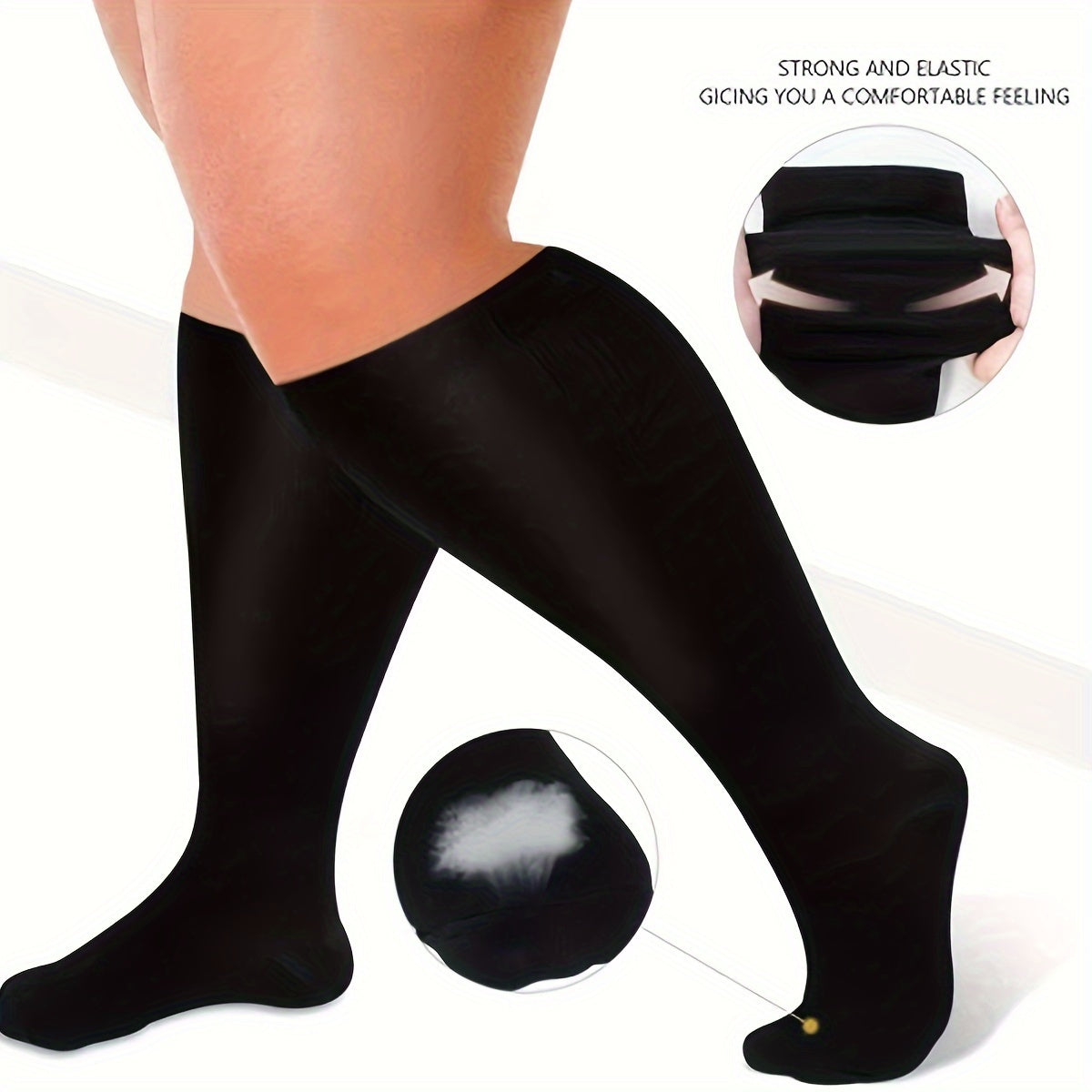 Wide Calf Compression Socks 15-20 mmHg Knee High Stockings
