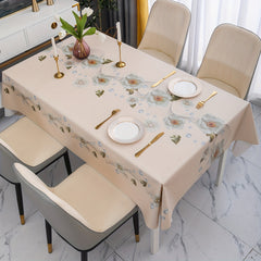 Poly Tablecloth String Of Rose Pattern Rice PVC Waterproof Tablecover