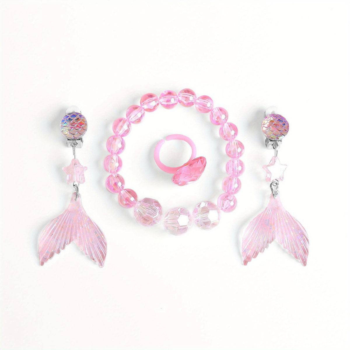 Little Mermaid Jewelry Set: Earrings, Ring & Bracelet x4