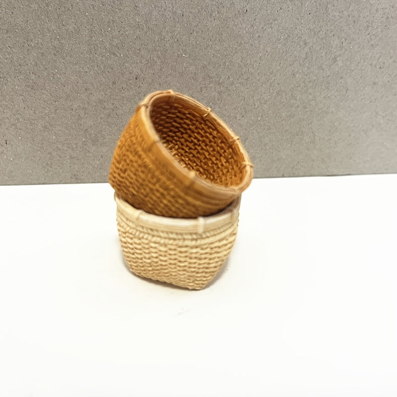 Miniature Round Basket for Dollhouse Gardening Decor