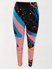 Graffiti Print Skinny Leggings High Waist Stretchy Leggings