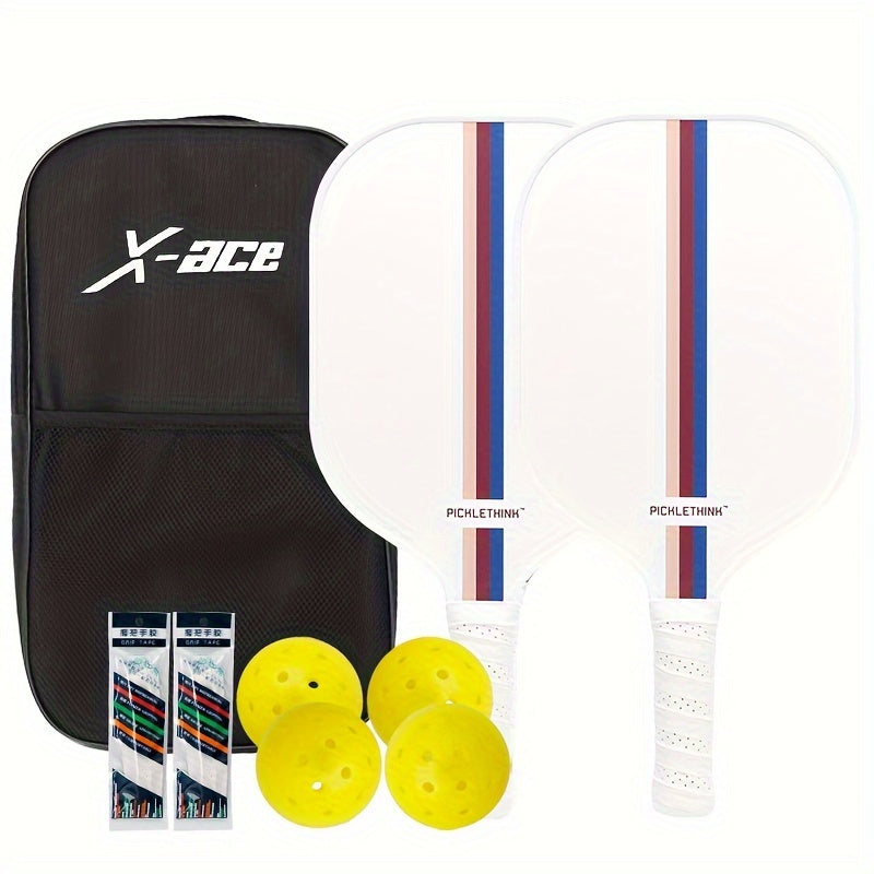 Carbon Fiber Pickleball Paddle Set with Grips & Bag