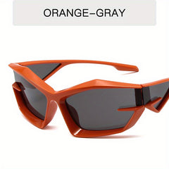 Y2K Wrap Around Sunglasses Cyberpunk Futuristic Mirror Lens UV400