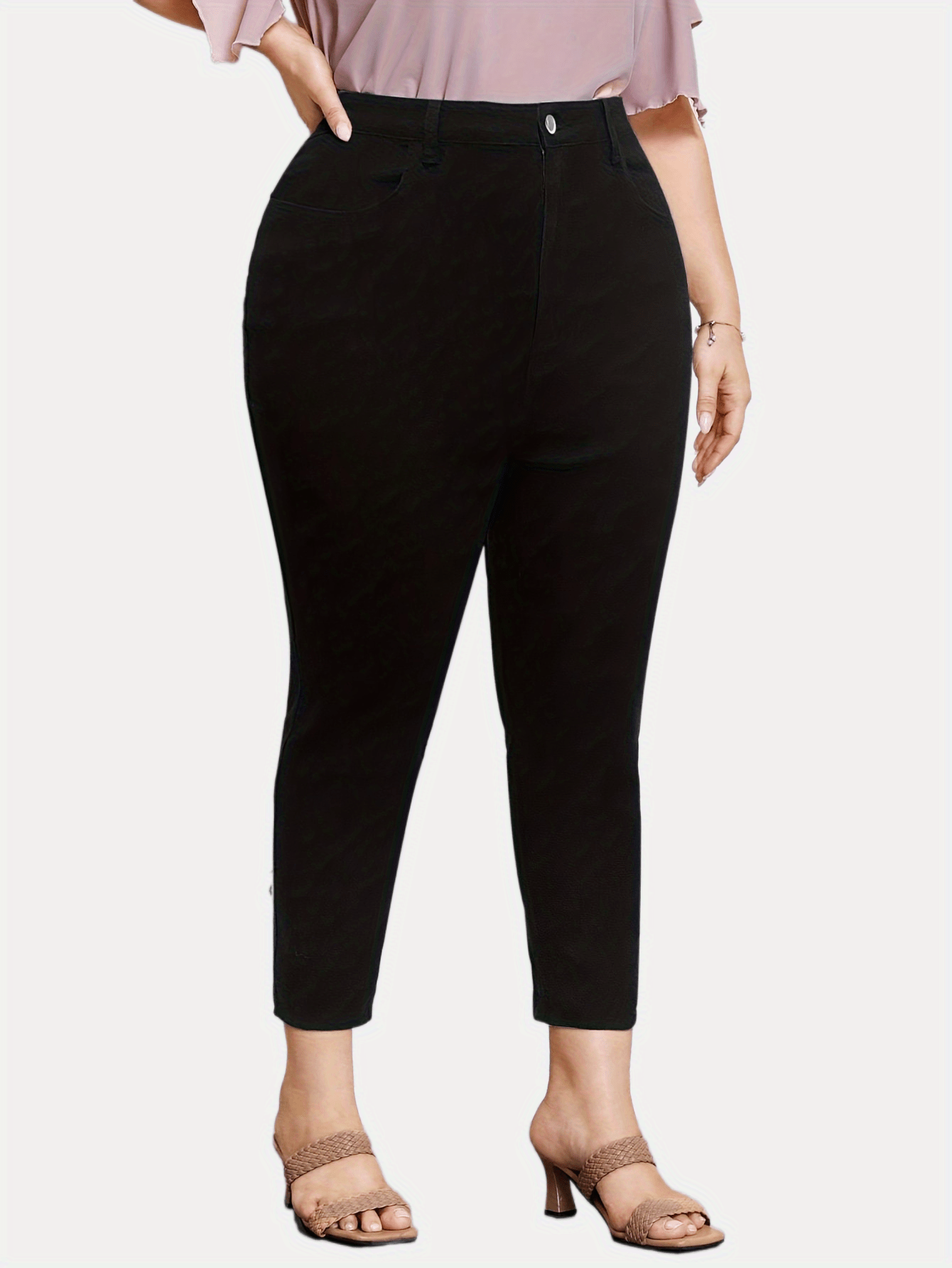  Casual Jeans High Rise Straight Leg Jeans With Pockets