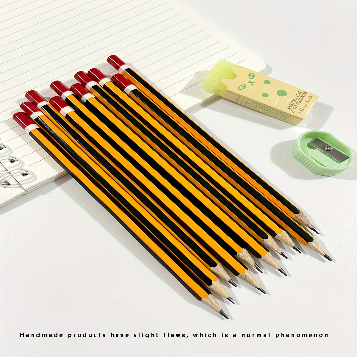 10pcs Yellow Striped Willow Pencils Smooth Writing Ideal for Office and School