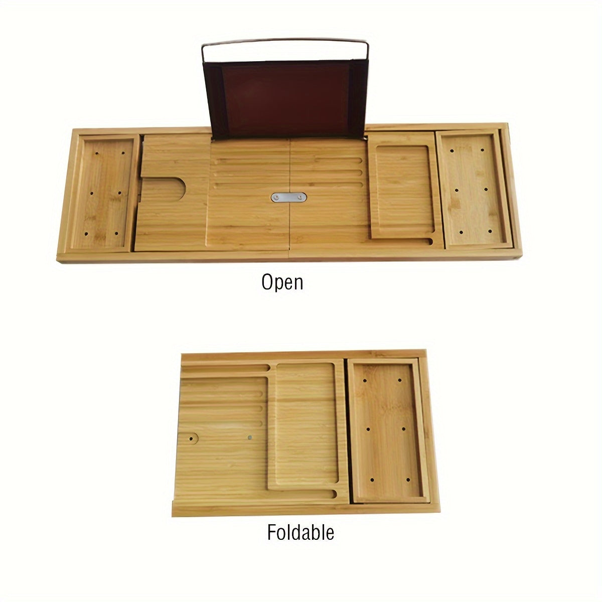 Bamboo Bathtub Caddy Tray Expandable Bath Accessories & Table