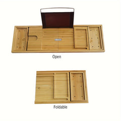 Bamboo Bathtub Caddy Tray Expandable Bath Accessories & Table