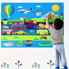 Kids Transportation Felt Storyboard Set Interactive Toy