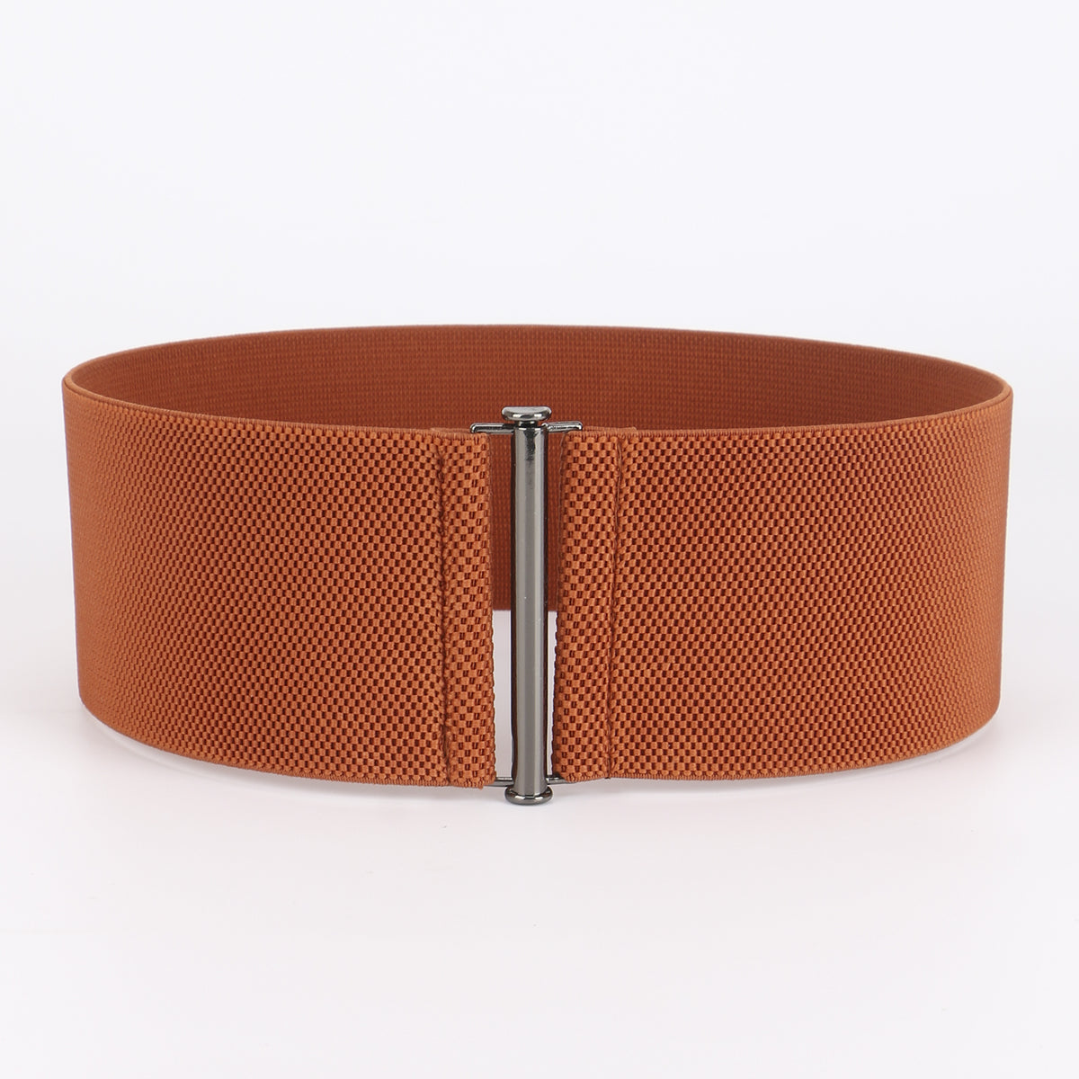 Women Elastic Waist Belt Metal Buckle Solid Wide Corset Belt