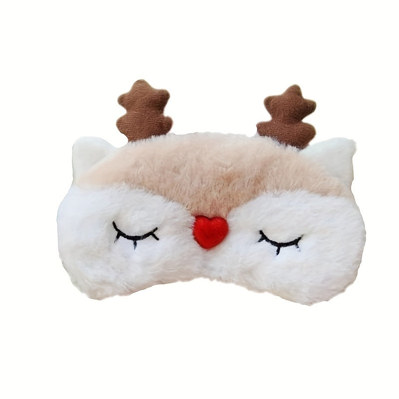 Soft Animal Shaped Eye Mask Plush Blackout Blindfold For Travel
