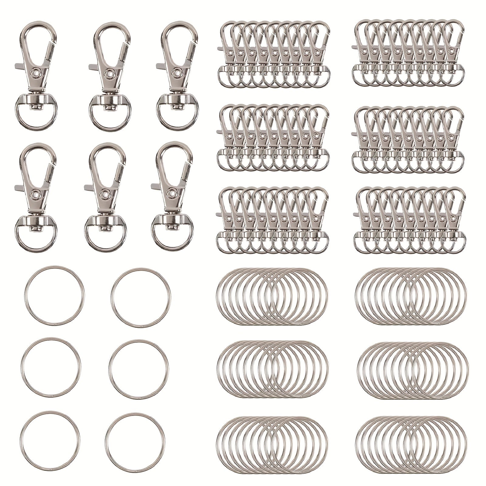 120pcs Swivel Lanyard Snap Hook Key Rings Metal Keychain Hooks Crafting