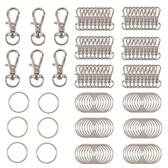 120pcs Swivel Lanyard Snap Hook Key Rings Metal Keychain Hooks Crafting