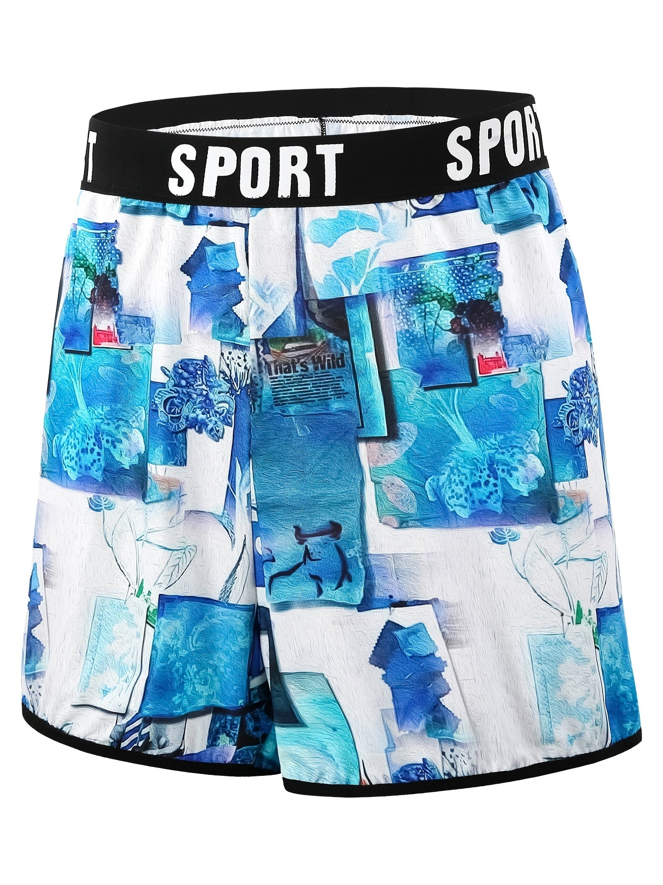 Sporty Sea Print Tape Stretch Underwear for Plus Size Women