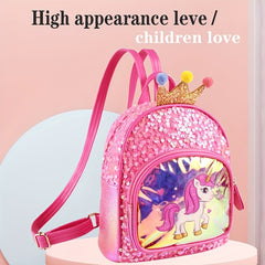 Kids Sequin Unicorn Crown Backpack for School