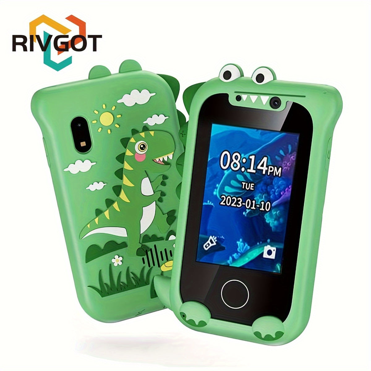 RIVGOT Dinosaur Smartphone Toy Touch Screen Camera Fun Learning