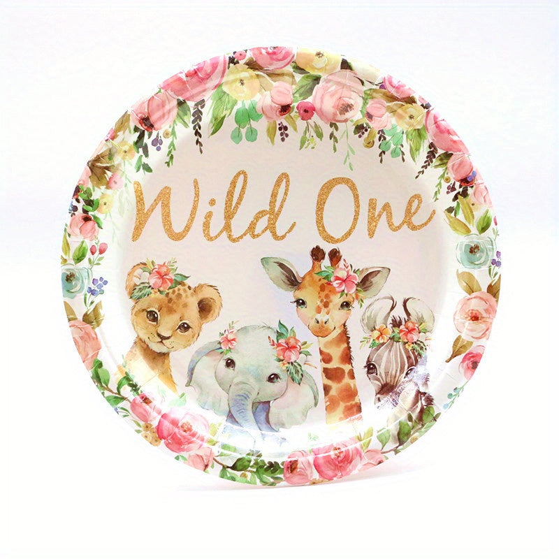 Wild One Birthday Party Supplies - 20 Plates & 20 Napkins for Girls