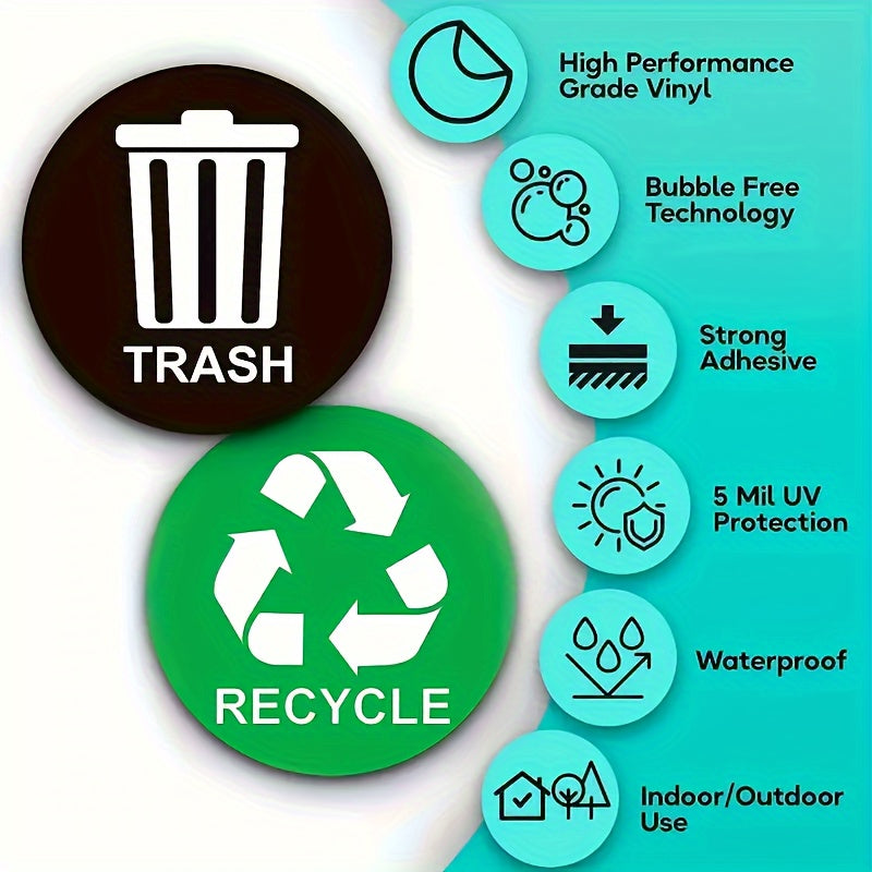 3 Piece 5 inch Bin Recycling Sticker Waterproof Sun Protected