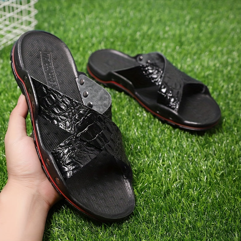 Men's Solid Open Toe Cross Strap Sandals