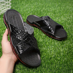 Men's Solid Open Toe Cross Strap Sandals
