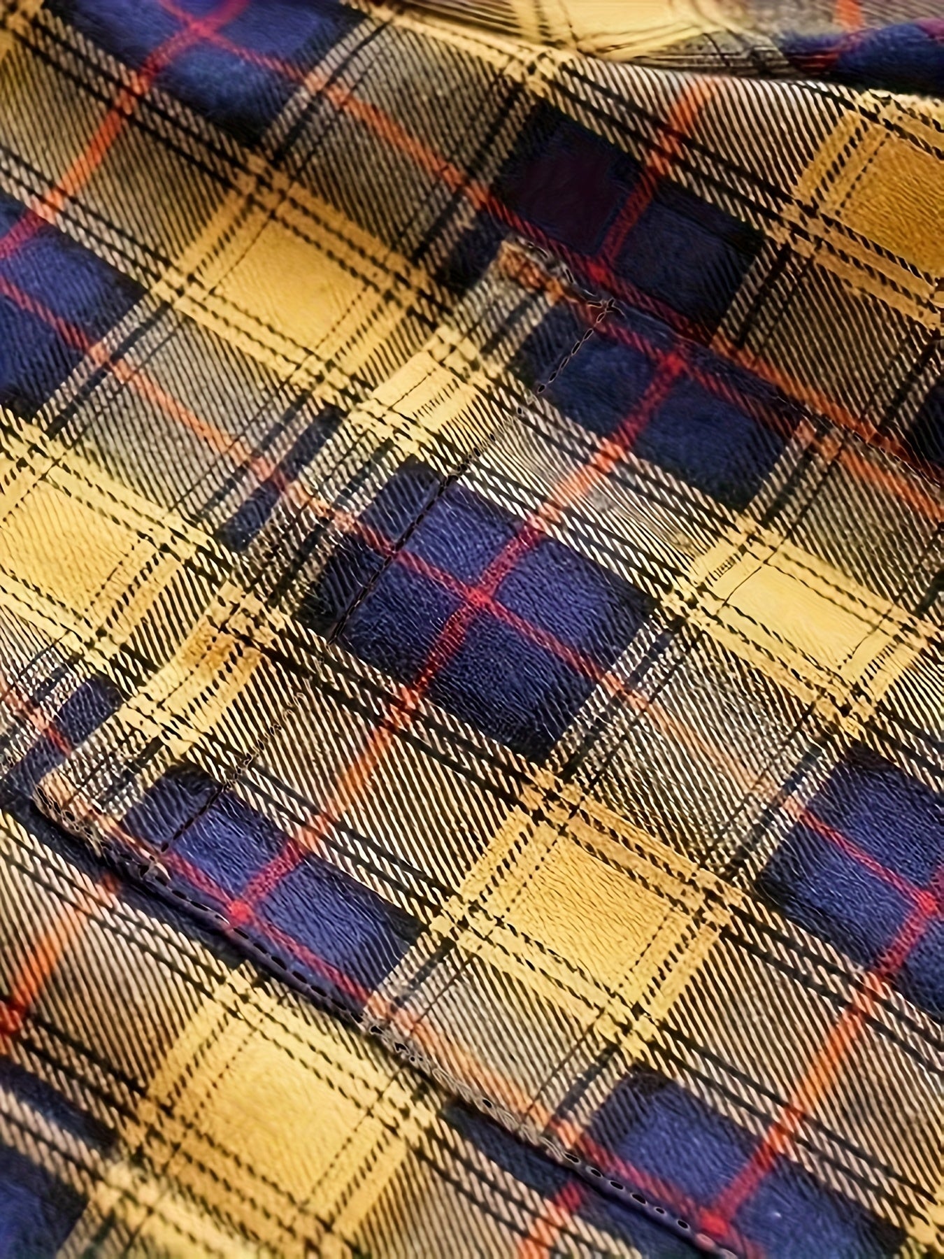  Plaid Button Up Collar Blouse