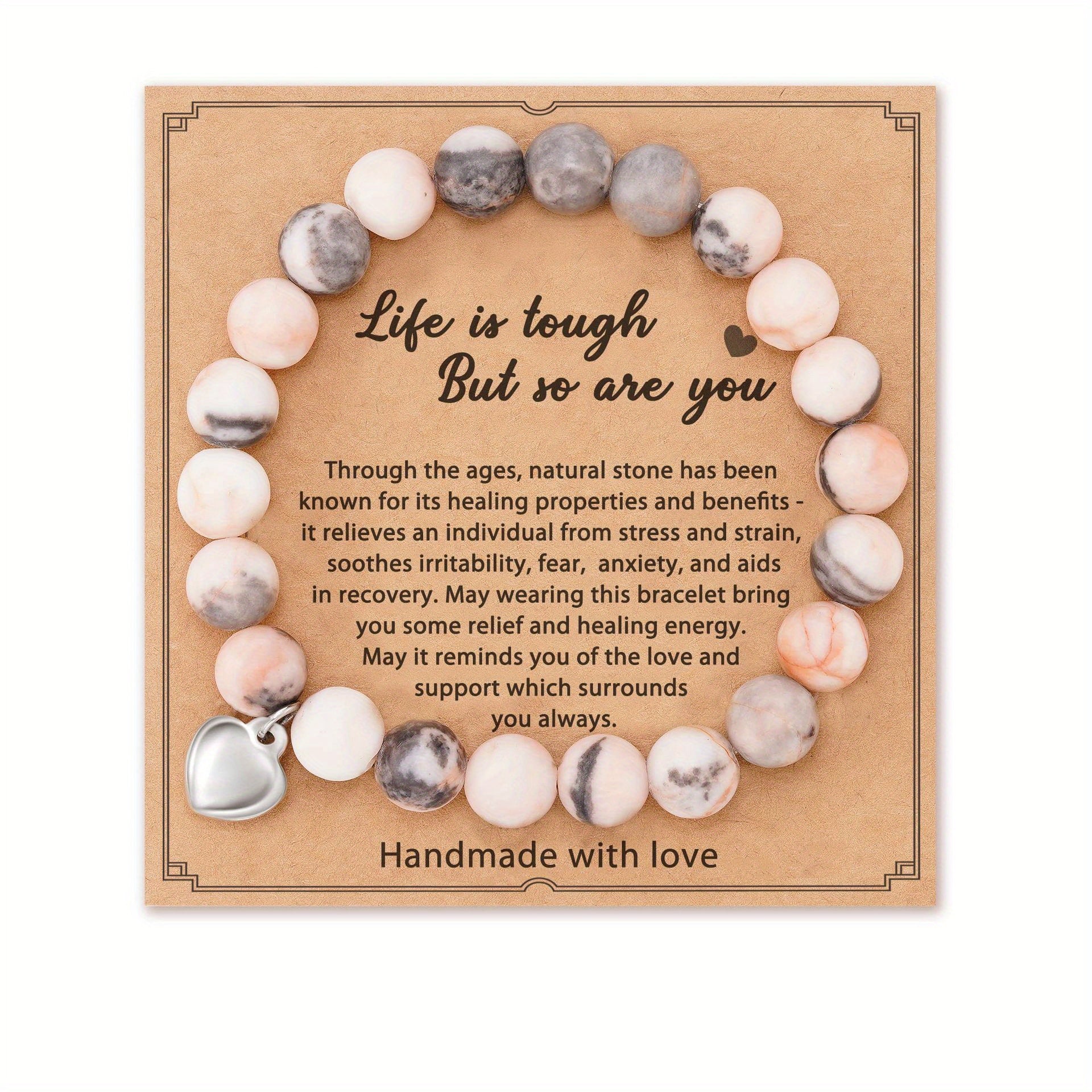Amethyst Healing Bracelet Love Heart Pendant Energy Healing & Relax Anxiety