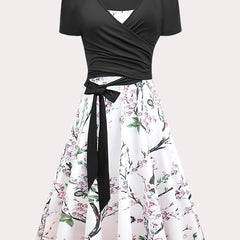  Wrap Knot Top & Floral Cami Dress Two Piece Set