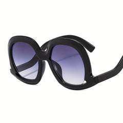 Oversized Round Frame Sunglasses Gradient Lens UV400