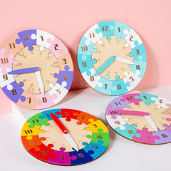 Wooden Clock Puzzle Toy for Time Learning and Cognitive Development